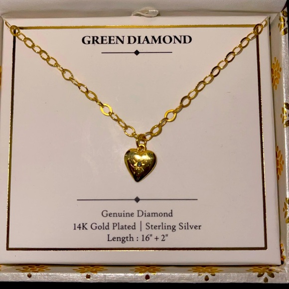 Genuine Green Diamond in 14K Gold Vermeil - Picture 1 of 2